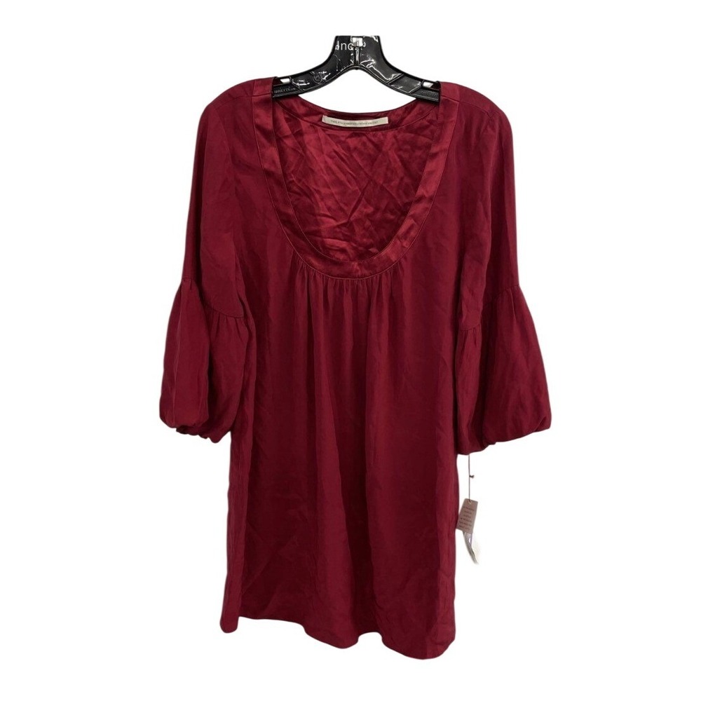 Twelfth Street by Cynthia Vincent Red Silk Puff Sleeve Blouse Shirt M 6694